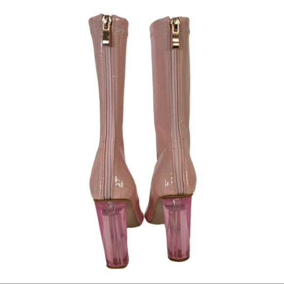 Pink Patent Boots w lucite heel. Uk 6. Missguided - Picture 2 of 8